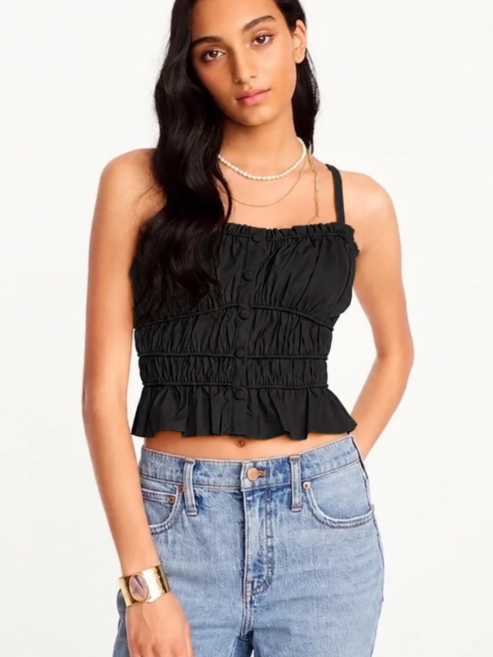 J. Crew Cinched-Waist Cotton Poplin Tank Top